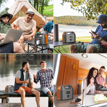 Portable Power Station 150W 155Wh Solar Generator 110V 42000Mah Portable Power Bank W/Ac Outlet, 6 Outputs External Battery Backup LED Light for Outdoor Camping