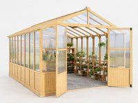 Wooden Greenhouse Built for Year-Round Growing, Cedar Frame, Polycarbonate Panels, 10x13 Ft Indoor Space