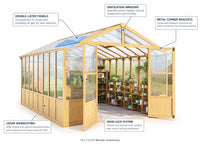 Wooden Greenhouse Built for Year-Round Growing, Cedar Frame, Polycarbonate Panels, 10x13 Ft Indoor Space — product view 3