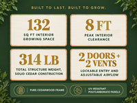 Wooden Greenhouse Built for Year-Round Growing, Cedar Frame, Polycarbonate Panels, 10x13 Ft Indoor Space — product view 6