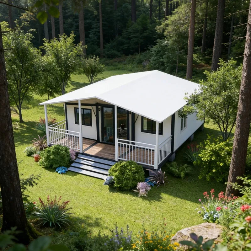 Customized Foldable House for Forest Homestay Portable Wood Look Cabin Prefab Tiny Home with Large Window