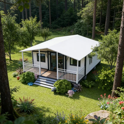 Customized Foldable House for Forest Homestay Portable Wood Look Cabin Prefab Tiny Home with Large Window