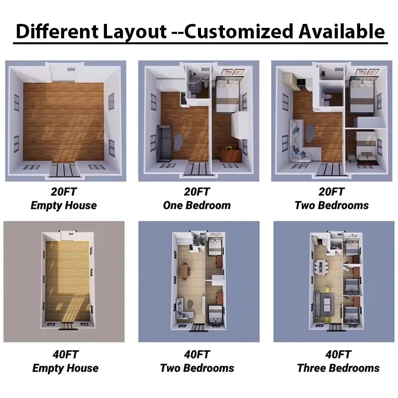 40Ft 20Ft Luxury Prefab Villa 2 3 4 5 Bedrooms Prefabricated Foldable Expandable Container House Portable Mobile Tiny Home