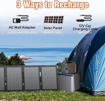 300W Portable Solar Generator with 60W Panel for Camping and Outdoor Use