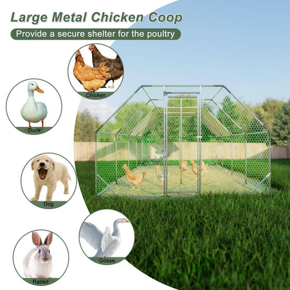 9.94 Ft. X 25.68 Ft, Metal Chicken Coop, Walk-In with Waterproof Cover, Lockable, Flat Roof, White — product view 2