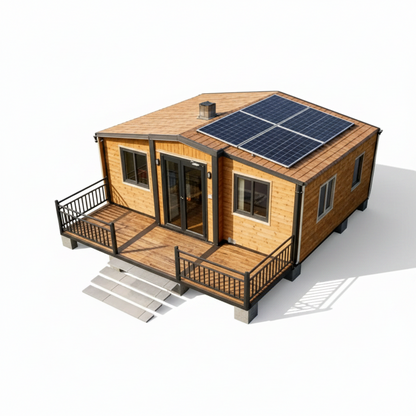 Customized Foldable House for Forest Homestay Portable Wood Look Cabin Prefab Tiny Home with Large Window