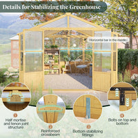 10 X 13.2-Ft Wooden Greenhouse