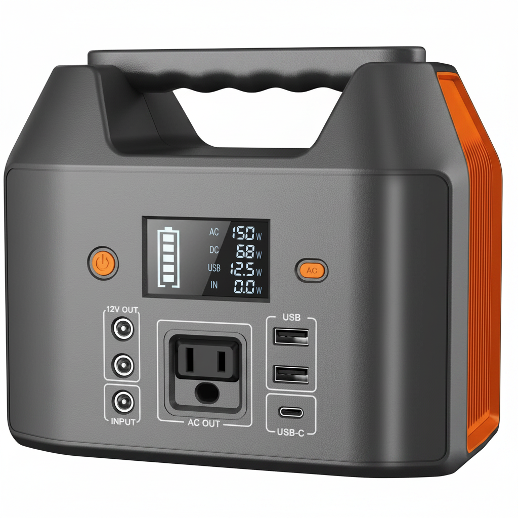 Portable Power Station 150W 155Wh Solar Generator 110V 42000Mah Portable Power Bank W/Ac Outlet, 6 Outputs External Battery Backup LED Light for Outdoor Camping
