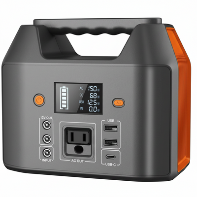 Portable Power Station 150W 155Wh Solar Generator 110V 42000Mah Portable Power Bank W/Ac Outlet, 6 Outputs External Battery Backup LED Light for Outdoor Camping